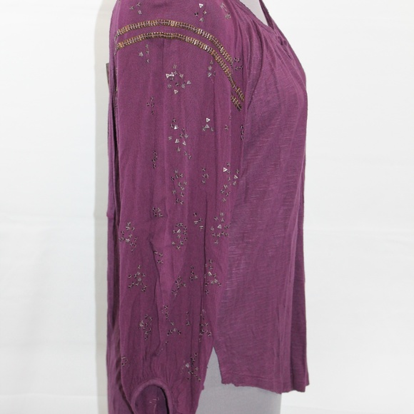Free People Boho Tunic Top Dark Purple XS NEW - Picture 2 of 8
